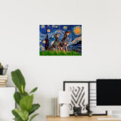 Poster Paire de doberman - Nuit étoilée (Bureau à domicile)
