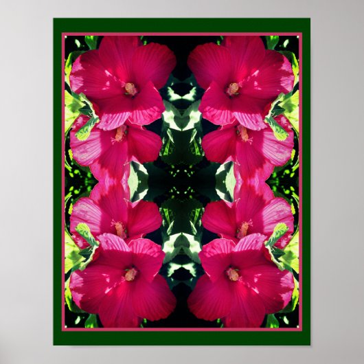 Poster Paire de fleurs rouge Hibiscus fermer miroir Abstr (Devant)