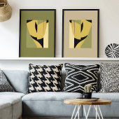 Poster Paire de formes Abstraites modernes en tons de ter