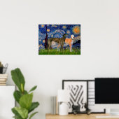 Poster Paire de Greyhound - Nuit étoilée (Bureau à domicile)