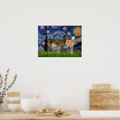 Poster Paire de Greyhound - Nuit étoilée (Cuisine)
