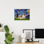 Poster Paire de Pug (fauve) - Nuit étoilée (Bureau à domicile)