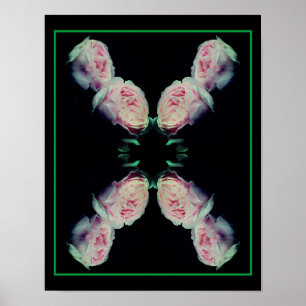 Poster Paire de roses roses abstraites d'art floral