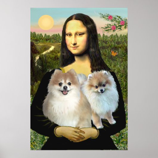 Poster Paire Poméranienne 3 - Mona Lisa (Devant)
