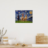 Poster Paire Rhodesian Ridgeback - Nuit étoilée (Cuisine)