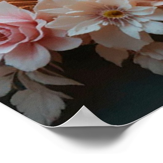 Poster Paire romantique de cygnes élégants au milieu de f (Coin)