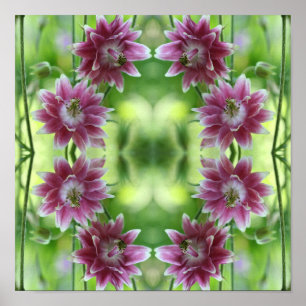 Poster Paire Rouge Et Blanc Fleur Art Abstrait