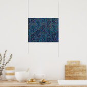 Poster Paisley Blue Indian Boho Motif (Cuisine)