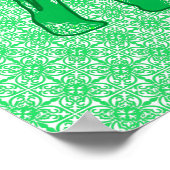 Poster Paisley éléphant - Jade vert et blanc (Coin)