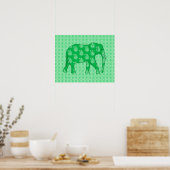 Poster Paisley éléphant - Jade vert et blanc (Cuisine)