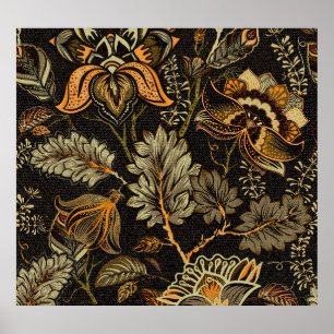 Poster Paisley floral indien, motif sans couture ethnique
