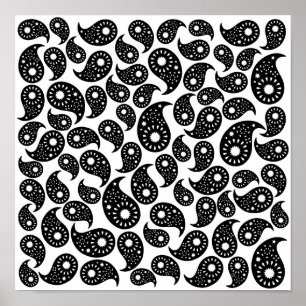 Poster Paisley noir et blanc