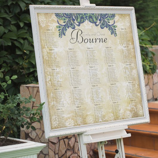 Poster Paisley Peacock Couleurs Réception Carte de siège