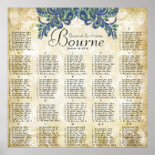 Poster Paisley Peacock Couleurs Réception Carte de siège (Devant)