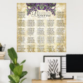 Poster Paisley Peacock Purple Gold Wedding Seating Chart (Bureau à domicile)