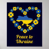 Poster Paix à l'Ukraine Floral Wreath Carte du drapeau Pe (Devant)