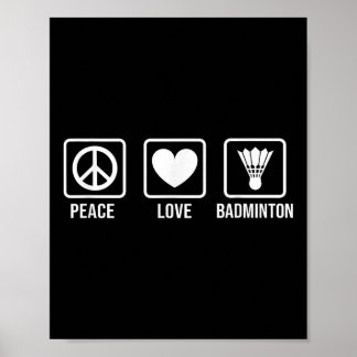 Poster Paix Amour Badminton Joueur de Badminton Navette S