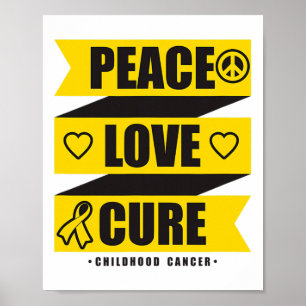 Poster Paix Amour Cure Cancer de l'enfant Sensibilisation