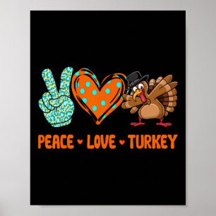 Poster Paix Amour Dinde Pèlerin Thanksgiving Femmes Fille