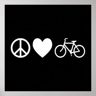 Poster Paix Amour et Bicyclettes