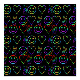 POSTER PAIX, AMOUR ET BONHEUR