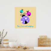 Poster Paix, Amour et coccinelles. (Cuisine)