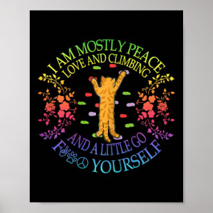 Poster Paix Amour Et Escalade Drôle Bouldering Amateur De