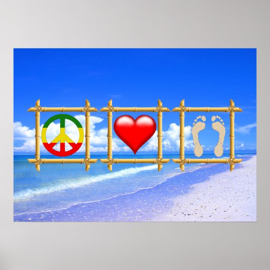 Poster Paix, Amour Et Pieds De Sable (Devant)