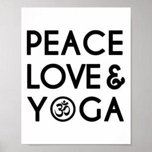 Poster Paix Amour Et Yoga Om Symbole Yogi Yoga Citation -