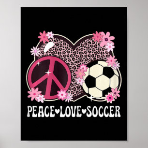 Poster Paix Amour Footballeuse Imprimé Léopard Femme Fill