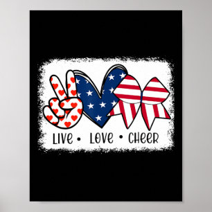 Poster Paix Amour Joie Drapeau États-Unis 4 Juillet Cheer
