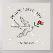 Poster Paix Amour Joie SnowBird Noël Fêtes (Devant)