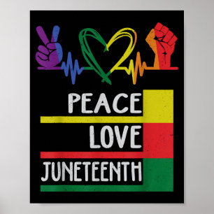Poster Paix amour Juneteenth fierté fille noire reine fem
