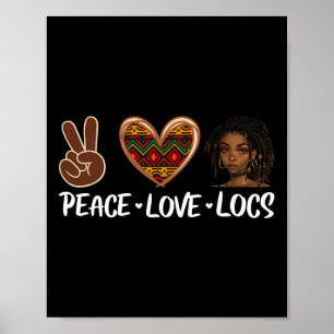 Poster Paix Amour Locs Mélanine Noire Femmes Historique A