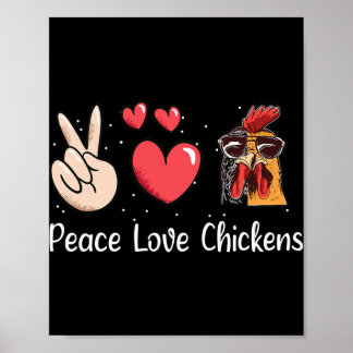 Poster Paix Amour Poules Poule Amoureux de Poules