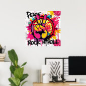 Poster Paix, Amour, Rock n Roll (Bureau à domicile)