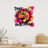 Poster Paix, Amour, Rock n Roll (Cuisine)