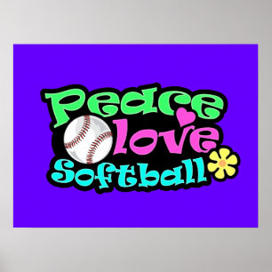 Poster Paix, Amour, Softball