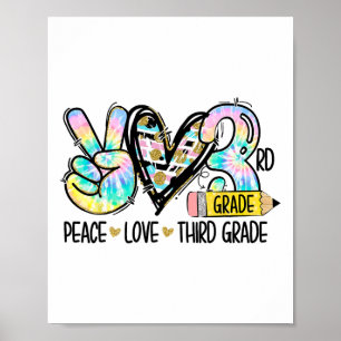 Poster Paix Amour Troisième Année Drôle Tie Dye Étudiant