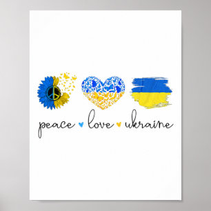 Poster Paix Amour Ukraine Couleurs du drapeau ukrainien U