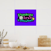 Poster Paix, Amour, Volley-ball ; Rétro (Cuisine)