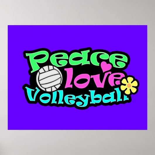 Poster Paix, Amour, Volley-ball ; Rétro (Devant)
