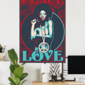 Poster Paix et amour (Bureau à domicile)