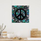 Poster PAIX FLOWER POWER signe II + votre arrière - plan (Cuisine)