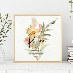 Poster Paix-Philippiens 4:6 floral orange