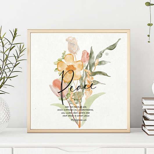 Poster Paix-Philippiens 4:6 floral orange