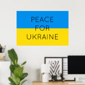 Poster Paix pour l'Ukraine Simple minimaliste drapeau ukr (Bureau à domicile)