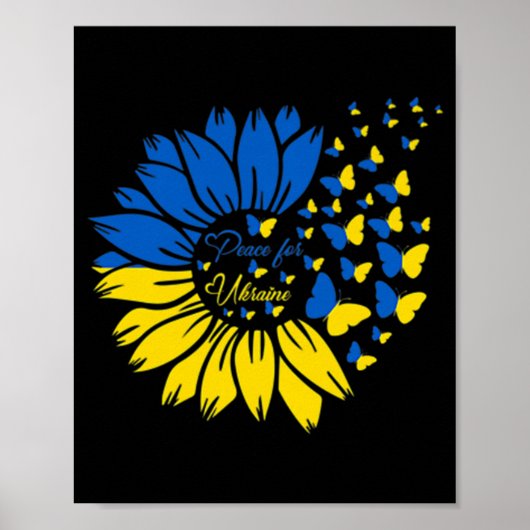 Poster Paix pour l'Ukraine tournesol ukrainien papillon U (Devant)