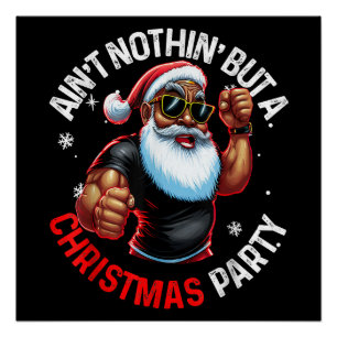 Poster Pajama de Noël du Père Noël africain-américain