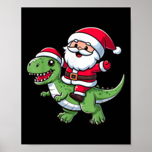 Poster Pajama de Noël Santa Claus Ride T Rex Dinosaur F